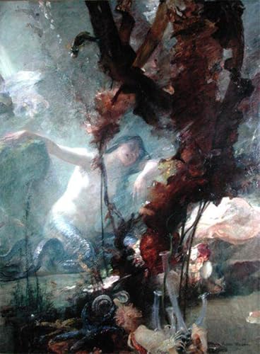 Lienzo de Sirena por Albert Maignan, pintura artística para pared de salón
