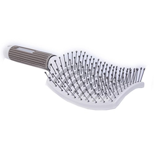 Iebeauty Big Professional Salon Soft Complex Vent Curved Hair Brush & Comb Kit For Men Women Thick Hair Tangle Helper Smoothing (White)