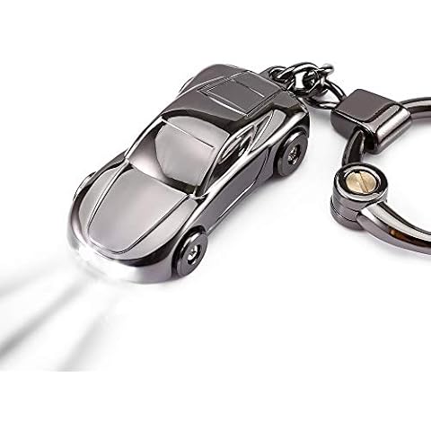 SOMGEM Creative Key Chain Car Keychain Flashlight with 2 Modes LED Lights 2 in 1 Accessories Ring for Office Backpack Purse Charm,Great Gift for Men or Women Cover