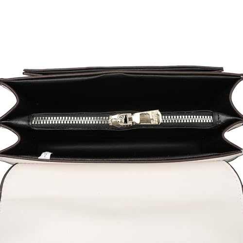 Image of Diva Dale MKF Crossbody Bag, White with Gold Chain Strap, Studded Design, Signature Logo