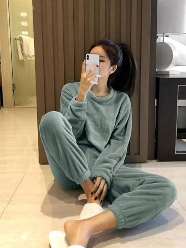 Image of KOTTY Women's Fleece Tracksuit Set | Woolen Co-ord Sweatpants for Winter | Loose Fit Winterset for Ladies