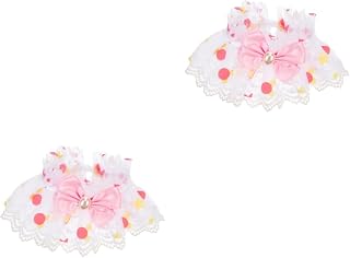 POPETPOP 2 Peças De Coleira De Gato Roupas Para Meninas Vestidos De Chihuahua Feminino Gola De Gato Chique Gola De Renda Rosa Gravata Borboleta Poliéster