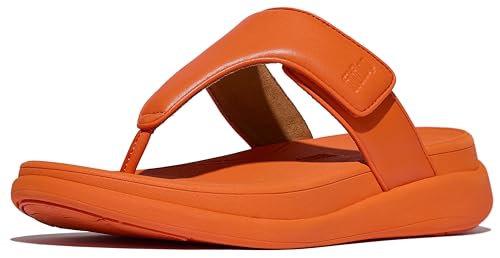 FitFlop Women's F-Mode Go Adjustable Flatform Toe-Post Sandals Wedge, Satsuma, 6