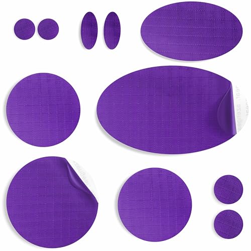 aZengear Repair Patches for Jackets, Tent, Shoe Toe, Air Mattress, Inflatables, PVC Gear - Waterproof, Self-Adhesive, Tear-Cold-Heat-Resistant, Down Puffer Coat (11 Pcs, Purple)