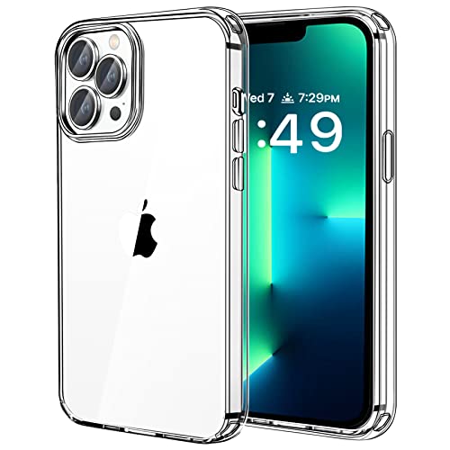 JJGoo Compatiable with iPhone 13 Pro Case Clear Transparent Shockproof Phone Case Slim Anti-Scratch Hard PC Back Protective Cover Bumper Clear