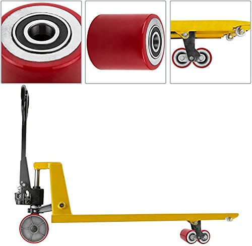Image of Lyplus Pallet Jack /Truck Load Wheels Set (2 pcs) 3 inch x 3.75 inch with Bearings ID 20mm Poly Tread Red - A Pair (Red)
