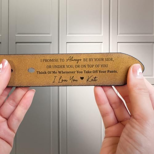 I Promise To Always Be By Your Side, Personalized Engraved Leather Belt for Husband, Custom Hidden Message Leather Belt, Romantic Gift from Wife, Birthday, Anniversary Gift2