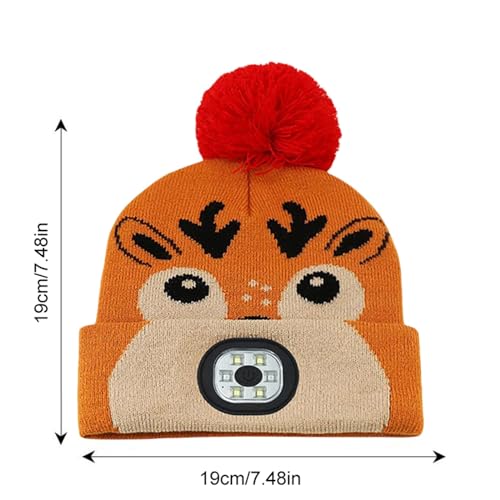 Kids Boys Girls Winter Warm Beanie Hat with Waterproof Light LED USB Rechargeable Funny Headlight Knit Hat4