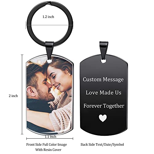 Phocksin Personalized Anniversary Wedding Gifts Photo Black Keychain With Picture For The Couples Boyfriend Husband Keychains Gift Box #TOP4