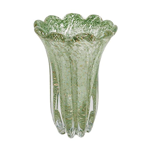 Vaso Murano Alberoni Verde Sálvia e Dourado G