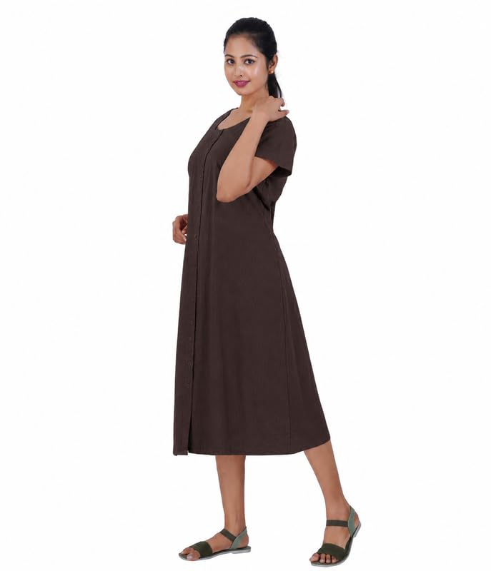 Image of MENMAII Women's [L-4XL] Full Open /Front Buttoned [a Kind of Adaptive Clothing] Multipurpose Nighty for Maternity /Pregnancy /Elderly /Patient /Feeding /Hospital Purpose Nighty Calf Length