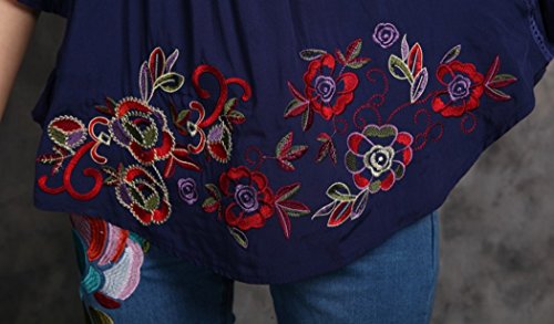 Kafeimali Women's Tops Embroidered Loose Peasant Mexican Blouse Shirt4