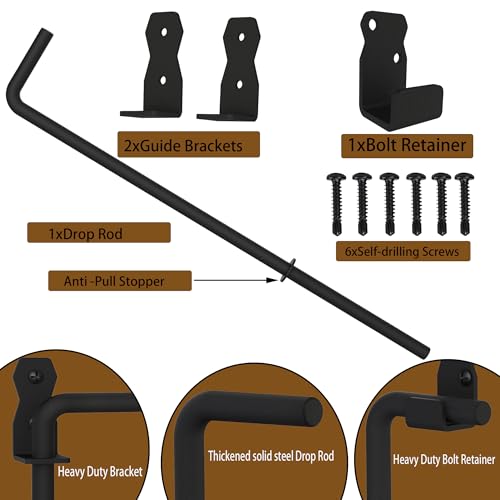 Image of Sdstone 18 Inch Heavy Duty Cane Bolt Gate Drop Rod,Gate Ground Latch Hardware for Wooden Fences,Metal Gates Doors Stopper for Gate Ground (Black Finish,1 Pack)