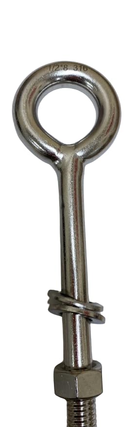 Image of US STAINLESS Stainless Steel 316 Eye Bolt 1 /2 inch x 8 inch UNC (1 /2 inch-13 Pitch) Short Thread Marine Grade