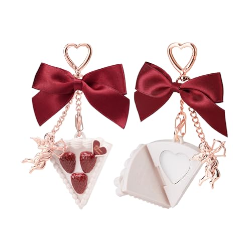 Flower Knows Strawberry Cupid Solid Perfume,Cake Bag Charms,Portable Travel Perfumes,Long Lasting Fragrances,2-in-1 Red Cute Keychain Purse for Women,Girls&Bow Lovers Gift,0.11 oz(Cream Gardenia)