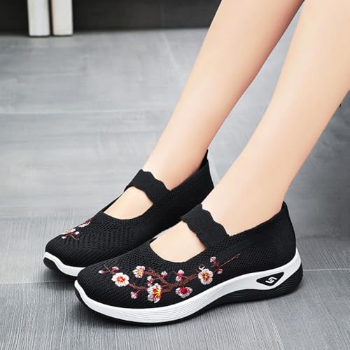 Orthopedic Shoes for Women,Women's Embroidered Flower Shoeses,Women's Woven Orthopedic Breathable Soft Shoes Arch Support,Nurse Shoeses Casual Walking Sneakers3