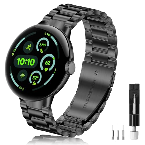Image of Yeahxing Metal Band for Pixel-Watch 3 45mm 41mm - Stainless Steel Bands for Google Pixel Watch 4 /3 /2 /1 2025, Adjustable Wristband for Men Women