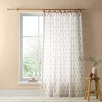 Pineapple Elephant Woodblock Floral So Soft 140x183cm Voile Curtain Panel Clay