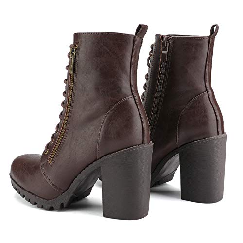 Dream Pairs Women?S Brown Chunky Heel Ankle Booties Size 7.5 B(M) Us Sliverado #TOP1