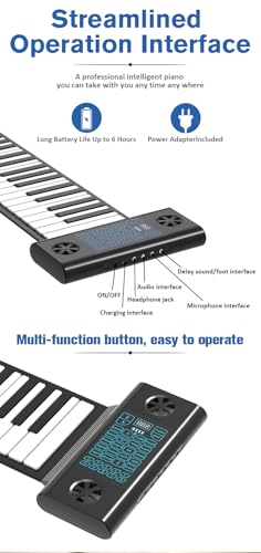 Clavier de Piano Enroulable, Pianos numériques 88 Touches avec pédale de Sustain, Support USB/MIDI/BT, Double Haut-parleurs intégrés, Piano électronique Rechargeable pour débutants, Enfants - Les Beatles, Paul McCartney, John Lennon, RIngo Starr, George Harrison Clavier de Piano Enroulable, Pianos numériques 88 Touches avec pédale de Sustain, Support USB/MIDI/BT, Double Haut-parleurs intégrés, Piano électronique Rechargeable pour débutants, Enfants – Image 7
