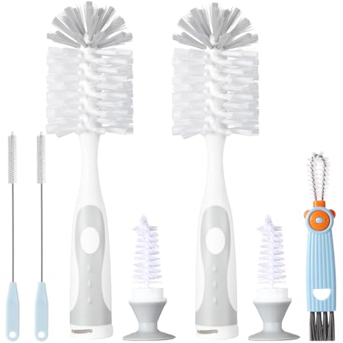 Image of 5 in 1 Cleaning Brush Set, Anivona Bottle Brush Cleaner, Multifunctional Cleaning Brush, Water Bottle Brushes for Cleaning Home, Cleaning Baby Bottles, Home Kitchen Cleaning Tools, BPA-Free (Grey)