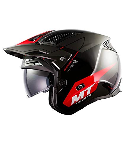 -MT- Casco TRIAL Jet DISTRICT SV SUMMIT H5 Rojo con Pantalla Solar (XS (53-54))