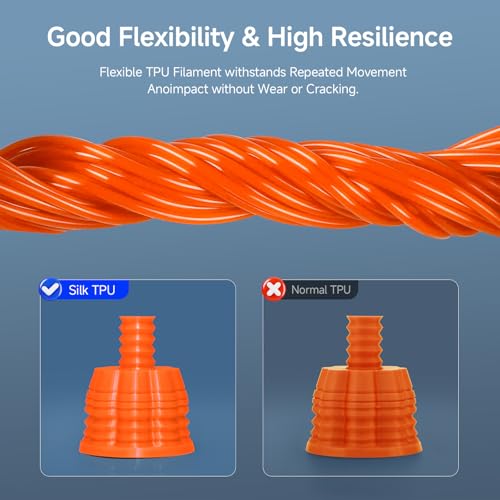 Image of Reprapper Silk TPU Filament, 95A Shore Hardness, 1kg TPU 1.75mm, Elastic 3D Printer Filament, Flexible & Soft Filament for 3D Printer (± 0.03mm) 2.2lb, Orange