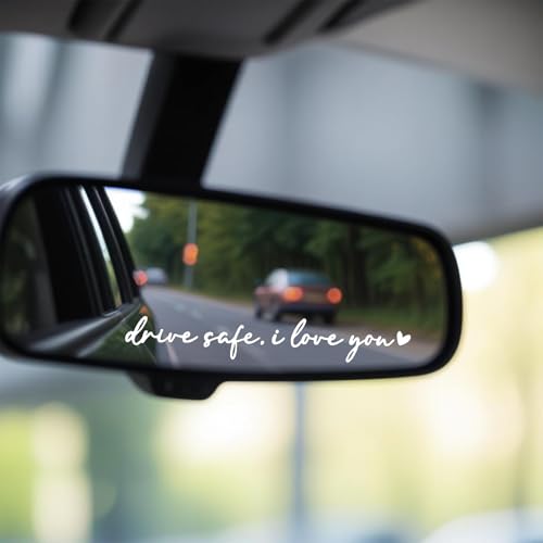 Image of 3Pcs Rearview Mirror Decal Car Window Decals For Women Auto Stickers Accessories Valentines Day Gifts Drive Safe, I Love You Water Bottle Stickers Suitable for Motorcycle Bumper(White)