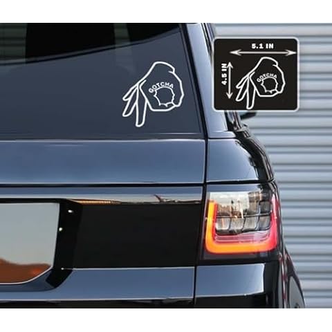 Printbeat Gotcha Vinyl Decals Stickers for Cars, Vans, Trucks, and laptops (White 4.5x5.1) Cover