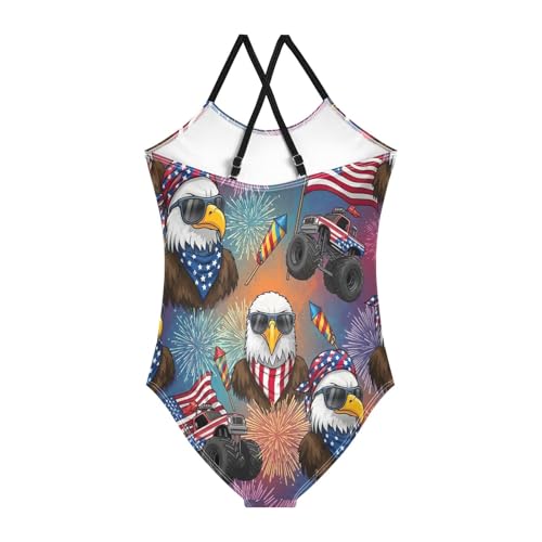 Bathing Suits Toddler Girl, Summer Beach Swimsuit Girls 3-10 Y, American Flag Fireworks2