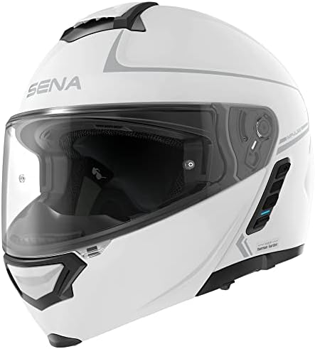 Sena Impulse Modular Motorcycle Smart Helmet (Gloss White, Large)