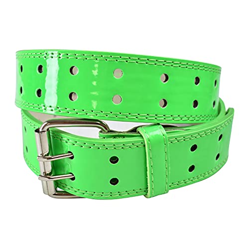 EURO Women's Thick Wide Leather Belt - BN9041 - Neon Green - Small