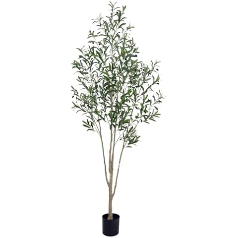 Artificial Olive Tree,Tall Fake Olive Tree 7ft, Faux Olive Tree,Olive Trees Artificial Indoor Fake Silk Plant with Realistic Trunk and Lifelike Fruits,Artificial Tree Indoor for Home Office Decor Cover