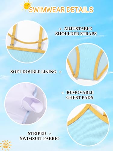 Image of Girl's 2 Piece Swimsuit Solid Spaghetti Strap Bikini Sets Beach Bathing Suit Swimwear for Teen Kids