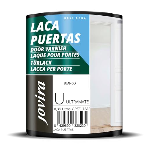 JOVIRA PINTURAS Esmalte Laca Puertas al Agua 750ML Ultra Mate, Renueva y decora las puertas y muebles de madera. (750 ml, Blanco)