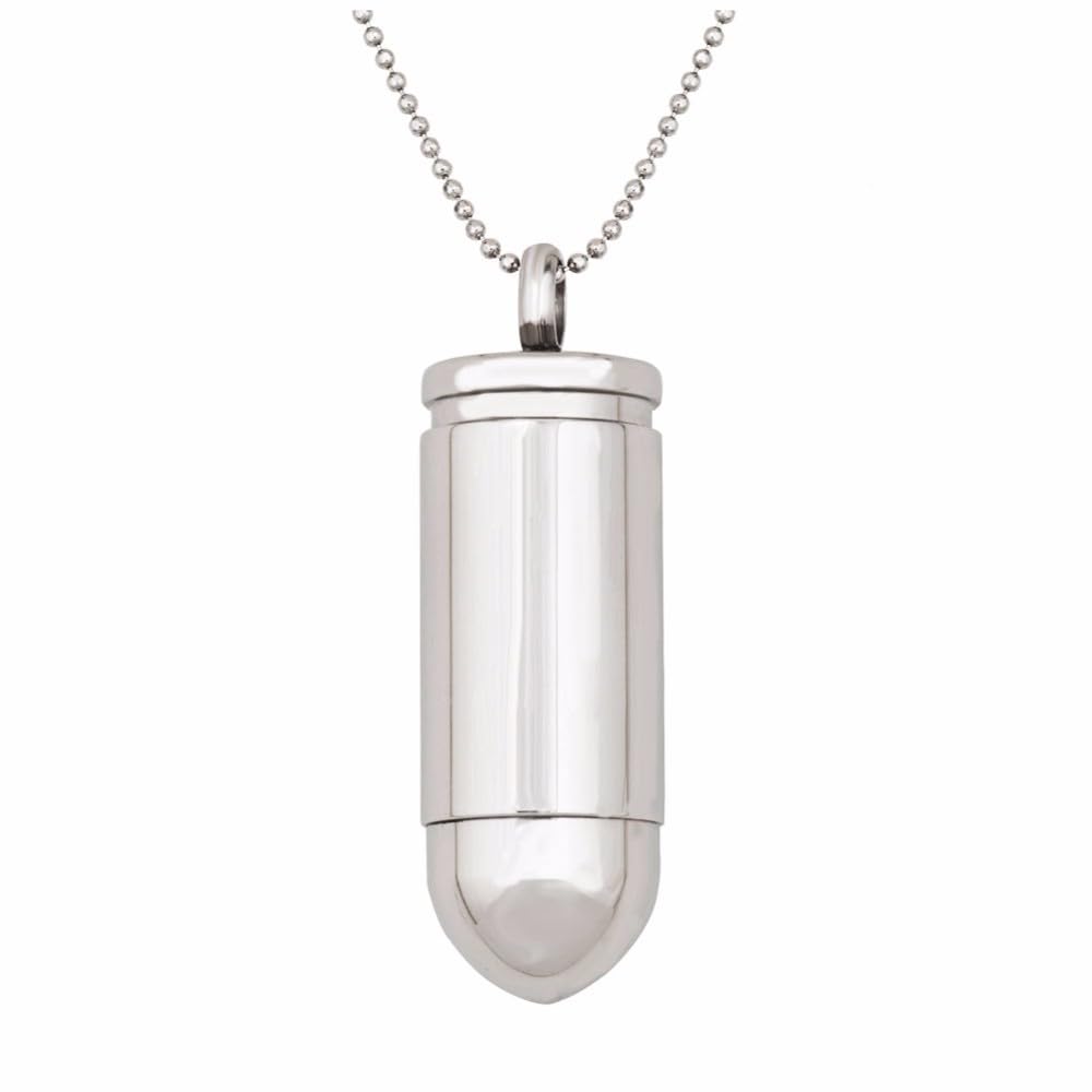 Quiges Stainless Steel Memorial Ash Holder Cilinder Pendant for Cremation Urn Keepsake with Adjustable Cable Chain Necklace 46 to 52 cm