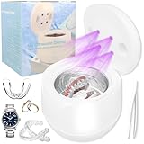 Ultrasonic Retainer Cleaner Machine - 45kHz Deep Cleaning for Dentures, Aligners, Mouth Guards, Whitening Trays, Toothbrush Heads, and Braces 200ML Portable Ultrasonic UV Retainer Cleaner for Dentures