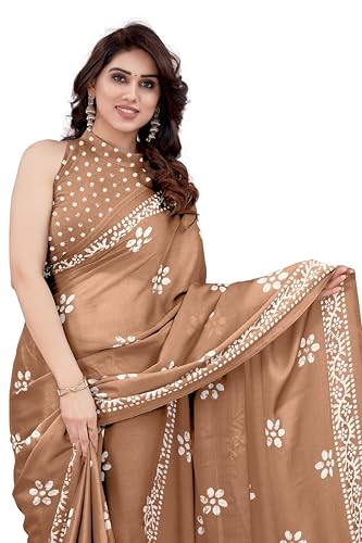 Image of MIRCHI FASHION Saree for Woman Chiffon Batik Printed | Lightweight Daily Wear Women's Office Sari with Blouse Piece (Available in 40 Colours)