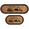 2 pcs bear non skid rug rustic lodge theme area rug with bear and cub scene cabin rug bear farmhouse rug winter kitchen cabin rug christmas bear decor for home bathroom bedroom living room  urban country home decor
