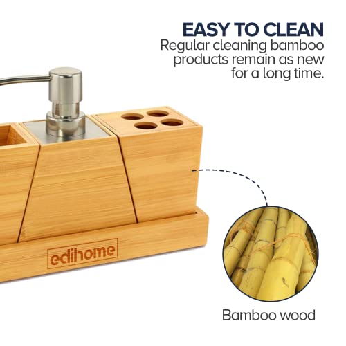 Edihome, Accesori Bagno Legno, Set Bagno Accesori