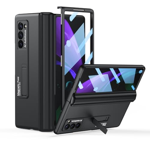 Libeagle Compatible with Samsung Galaxy Z Fold 2 Case [Magnetic Hinge Protection] [Metal Kickstand] [Lightweight & Slim] [More Screen & Camera Protection] Phone Stand Cover 5G 2020 (Black)