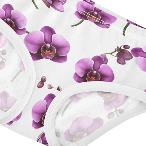 Joisal Toddler Girls Underwear 2t Cotton Panties Little Girl Personalized Kids Briefs Undies Purple Orchid Flowers White4