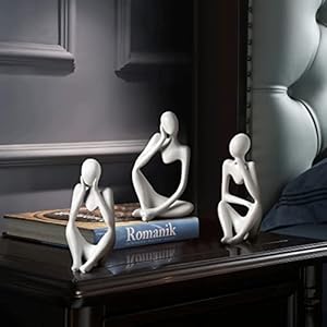 BrownLove 3pcs Decor White Thinker Statue Abstract Art Sculpture,Resin Collectible Figurines for Home Living Room Office Shelf Decoration BrownLove 3pcs Decor White Thinker Statue Abstract Art SculptureResin Collectible Figurines for Home Living Room Office Shelf Decoration