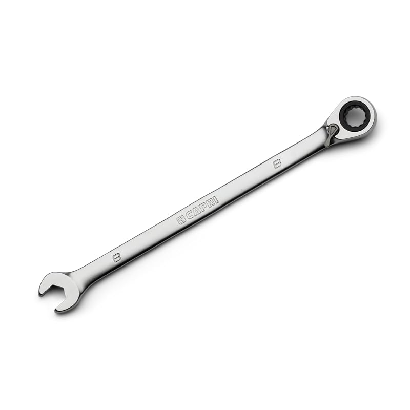 Chave Combinada com Catraca Reversível 8 mm Capri Tools CP15808, 120 Dentes, Haste Longa, 12 Pontos
