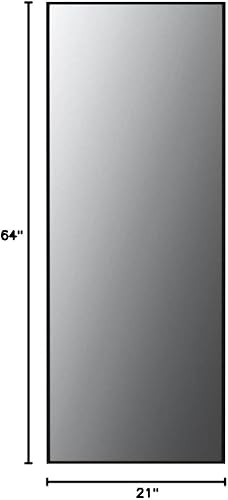 Miniatura 8 de NeuType - Espejo de cuerpo entero de 64 x 21 pulgadas con marco delgado de aleación de aluminio negro, espejo de piso con soporte y para montar