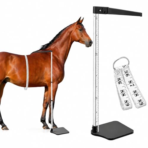 ForraFun 2 PCS Horse Height Measuring Kit - Foldable 91 Inch Tape & Lightweight Aluminum Stick (27.5-74.8 Inch) Accurately Measure Horse Height in Hands (Weighted Base)