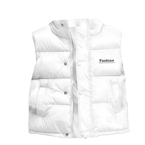 Boys Girls Fashion Puffer Vest Kids Zipper Button Padded Quilted Warm Coat Jacket with Pocket Cute Stripe Sleeveless Jacket