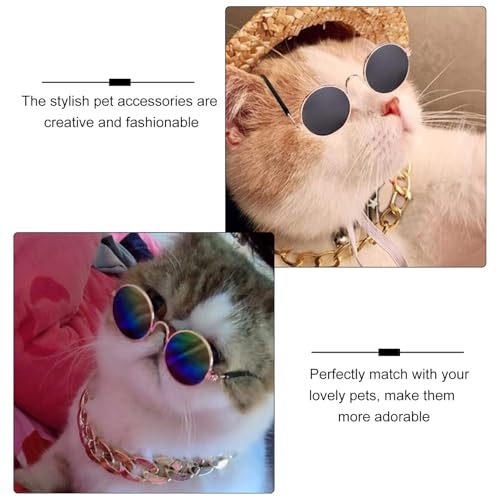 Sombrero de paja y collar para perros SEWACC, 3 piezas miniatura 5