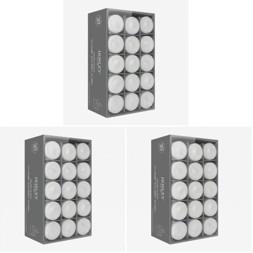 Image of Hosley Set of 30 Unscented White Votive Candles - Bulk Pack, Clean-Burning, Long-Lasting 10-12 Hour Burn Time - Ideal for Weddings, Home Decor, Spa, and Events (Pack of 3)