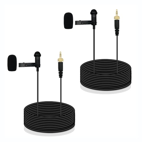 SPTSSWET 2 Pack Lavalier Microphone for Sennheiser Wireless Bodypack Transmitter Omnidirectional Condenser Wired Mic 3.5mm TRS Lapel for Lectures Live Streaming YouTube 5ft Black